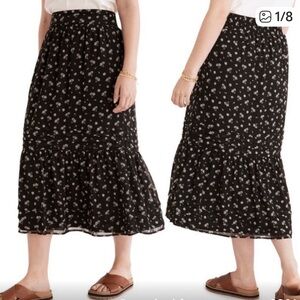 Madewell Kusama Black Floral Maxi Skirt